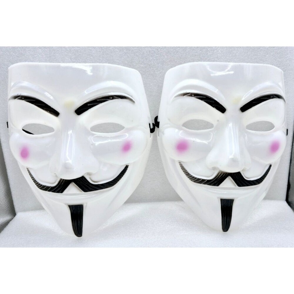Two Guy Fawkes Masks - Adult Size - With Strap